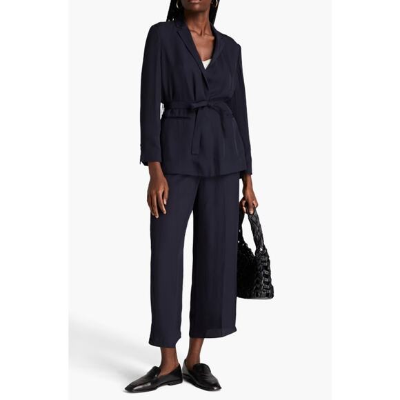 THEORY Elastic Back Washed Twill Belted Jacket Blazer Machine Washable 12 $425 - Picture 2 of 14